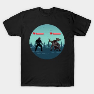 Fighting Monsters - Pixel Art T-Shirt
